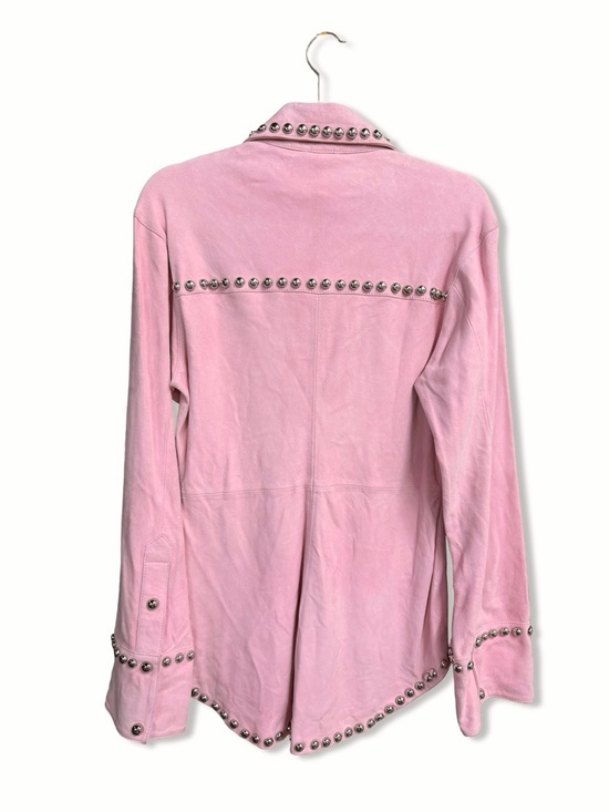 Retrofete Palmira Suede Shirt Studded Pink Button-Up jacket FWRD $898 NWT M - Picture 9 of 14